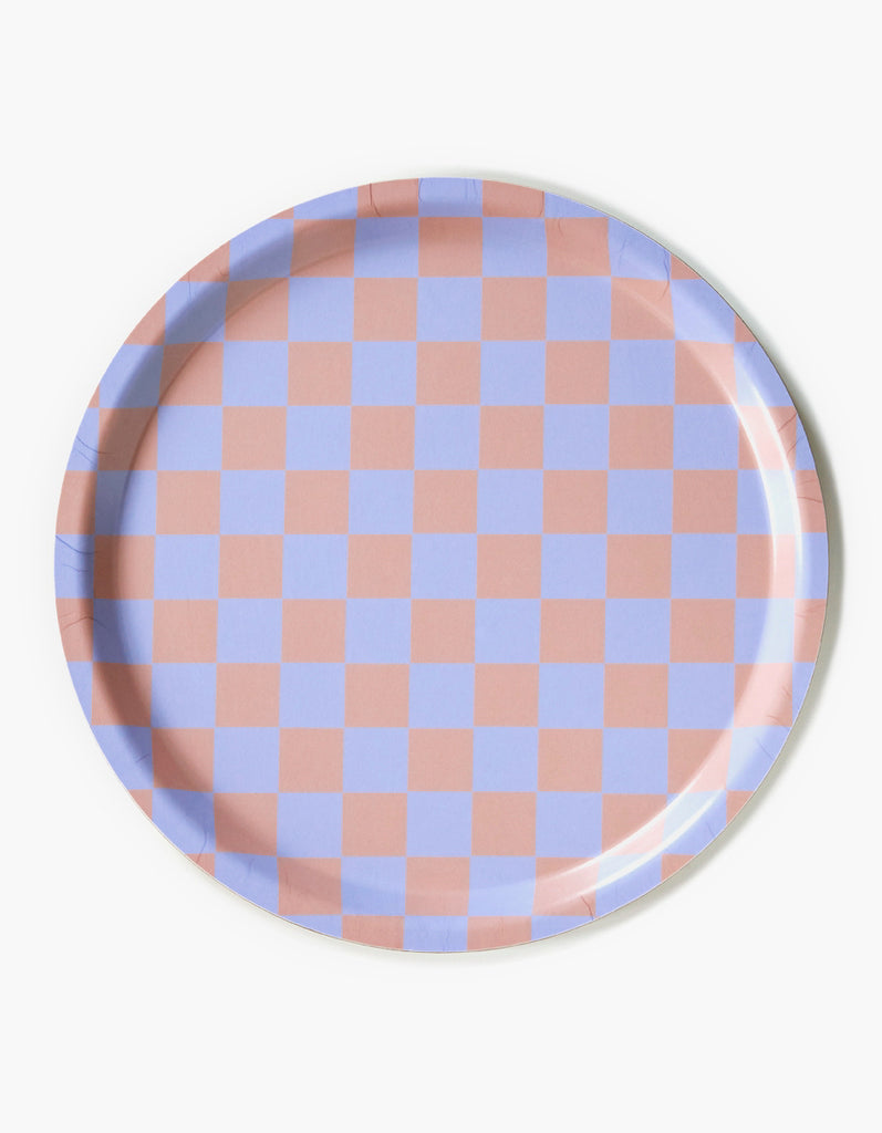 Checker Round Serving Tray