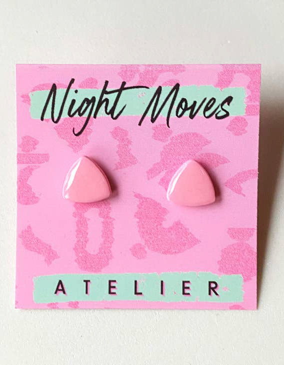 Triangle Clay Studs in Pink